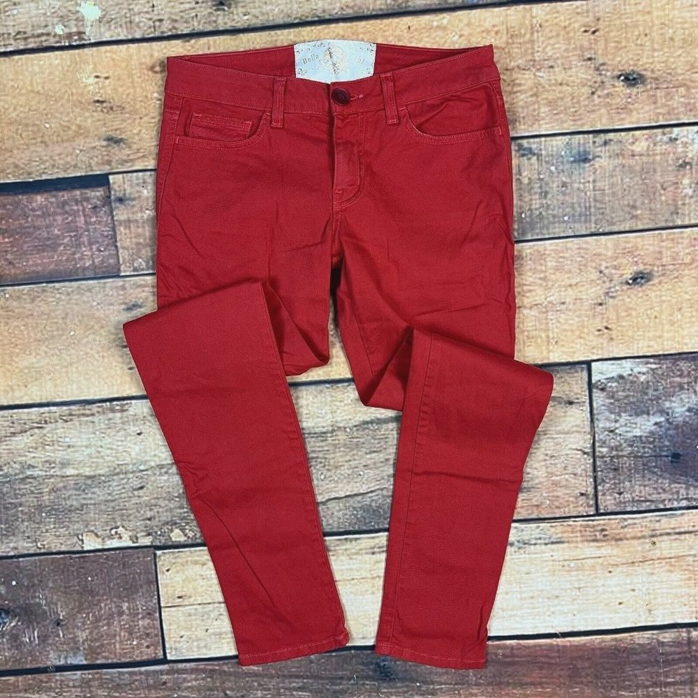 Bella Dahl Twill Skinny Jeans Size 27 Waist Scarlet Red Pants B3617-446